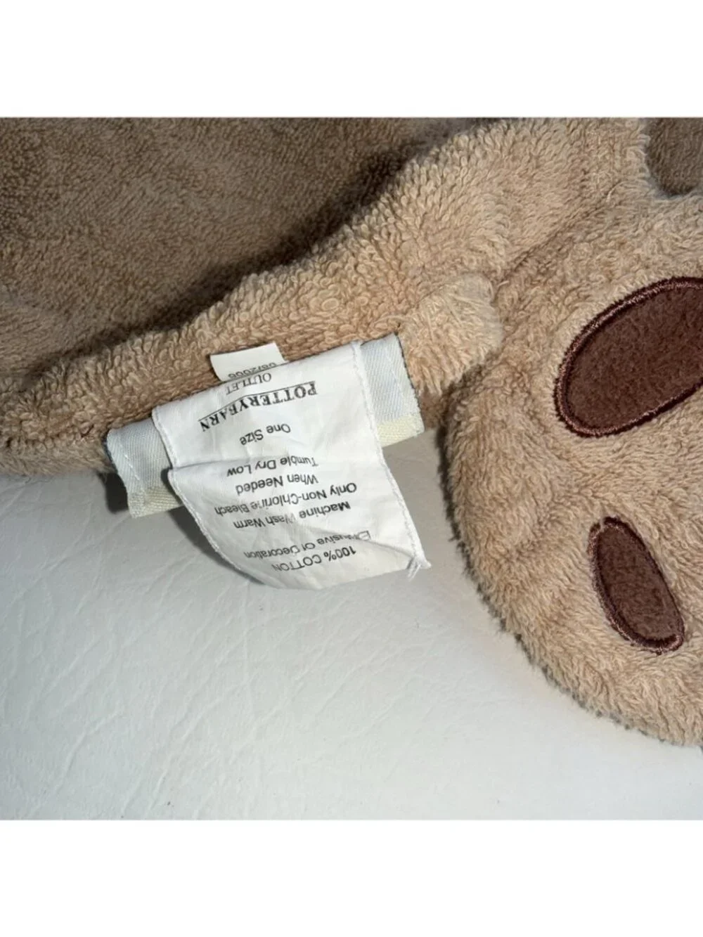 VTG Pottery Barn Kids Outlet Bear Hooded Bath Towel Beach Brown 100% Cotton Y2K